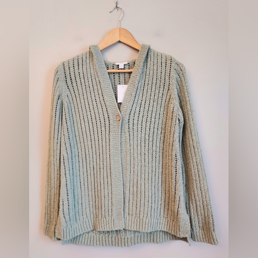J. Jill Seagrass Green Cardigan Hoodie Sweater Size Small NEW NWT - Picture 2 of 13